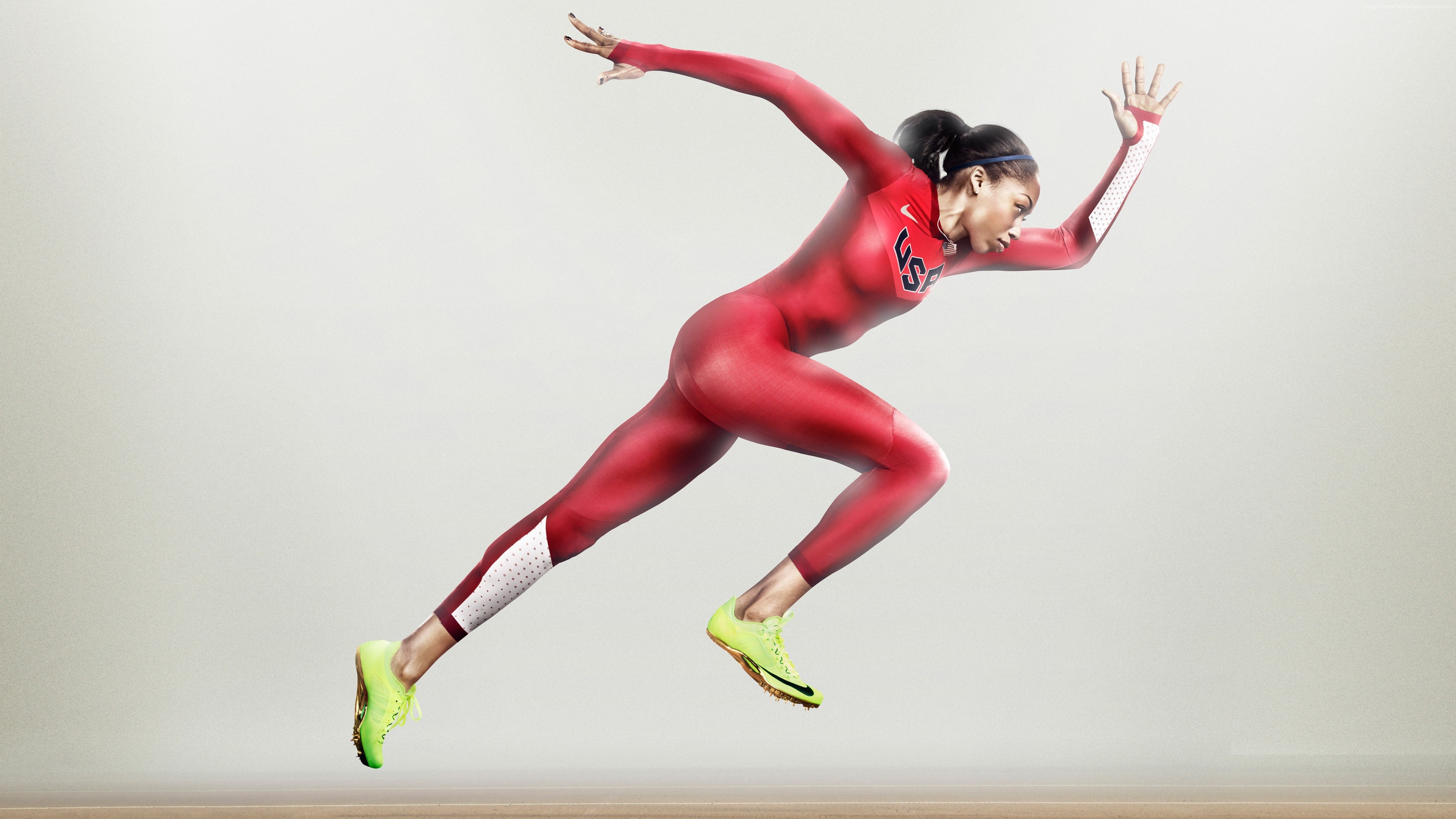 Wallpaper Allyson Felix, nike, running, athlete, women, red, Sport
